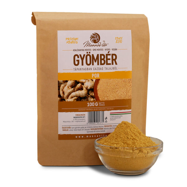 Mannavita Prémium nyers Gyömbér por, 100g (3 darabos csomag)