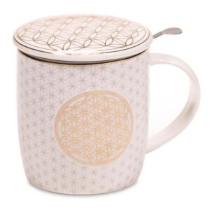 Flexity porcelán bögre szűrővel és fedővel a teafőzéséhez 380 ml
