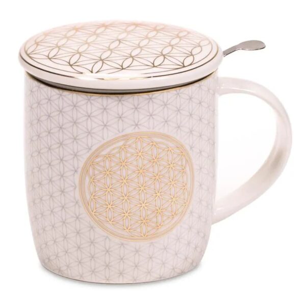 Flexity porcelán bögre szűrővel és fedővel a teafőzéséhez 380 ml