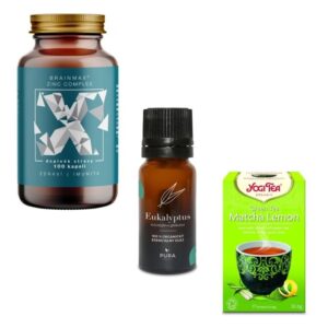 FÉRFI EGÉSZSÉG csomag BrainMax Zinc Complex 100 kapszula, Yogi Tea Matcha citrom, Pura Eukaliptusz illóolaj 10 ml