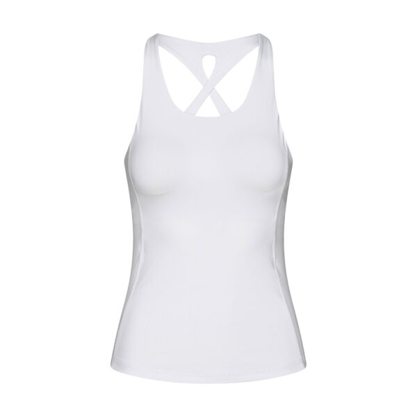 Bodhi Niyama Essentials Crossed Back Tank Top női felső, beépített kosarakkal, fehér Ruházat mérete: XS