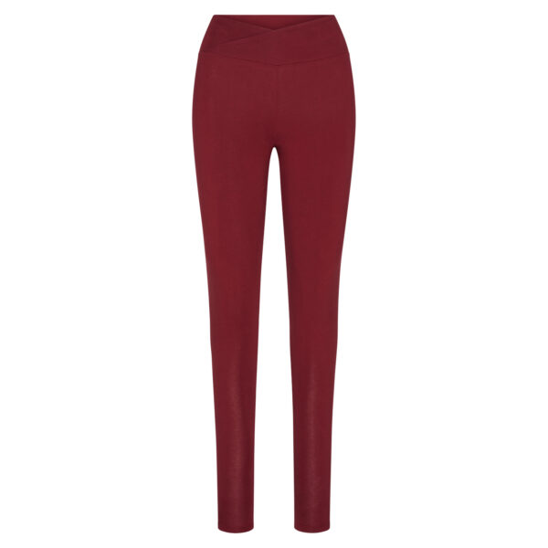 Bodhi Yamadhi Bodhi Yoga Yamadhi Basic Leggings keresztezett derékrésszel BIO pamut leggings bordó-piros Méret: L