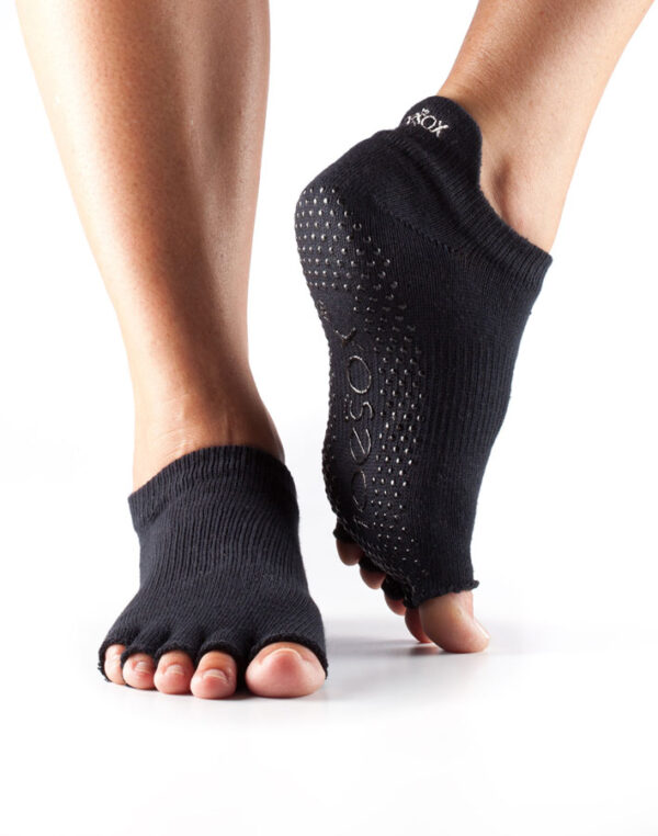 Toesox Halftoe Low rise Grip csúszásgátló fekete zokni (Black) Méret: XS