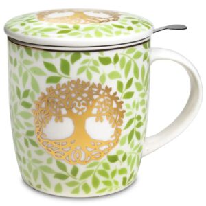 Flexity porcelán bögre szűrővel és fedővel tea infúzióhoz 380 ml Típus: Az élet fája