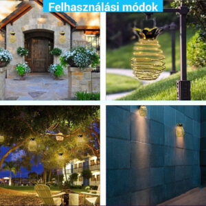 25 LED-es ananász formájú napelemes kültéri dekorációs lámpa