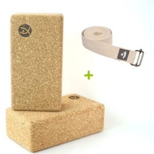 Flexity ergonomikus parafa jóga tégla készlet 2 darabból, Bodhi Asana hevederrel - 22 x 11,5 x 7,5 cm
