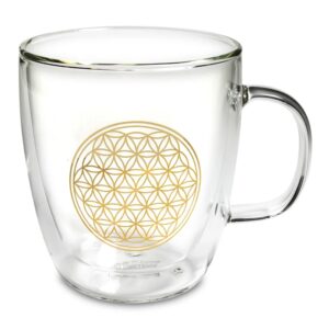 Flexity üvegbögre forró italokhoz Flower of Life 400 ml-rel