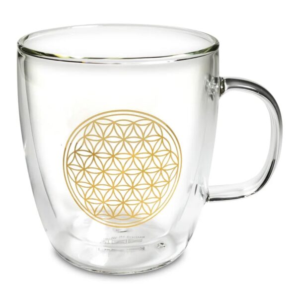 Flexity üvegbögre forró italokhoz Flower of Life 400 ml-rel