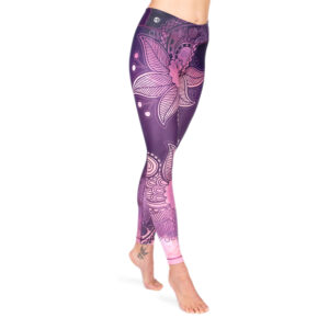 Niyama leggings-ek Bodhi Niyama Purple Blossom jóga és fitnesz nadrág Méret: XL