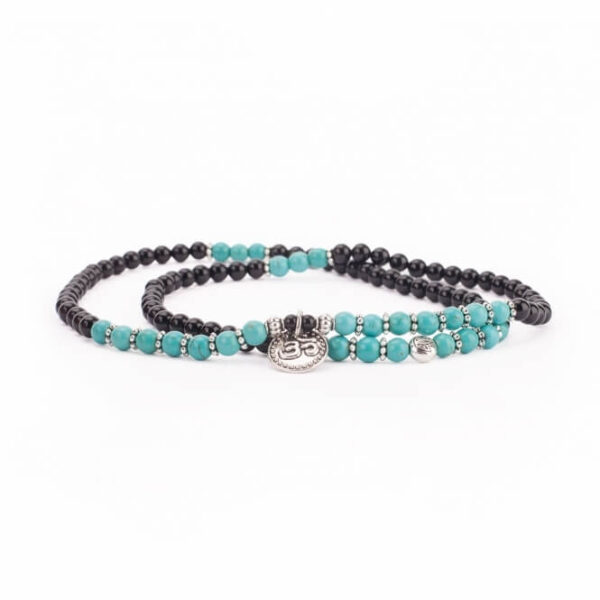 Bodhi Yoga Bodhi Large Mala karkötő türkiz és fekete achát OM medállal