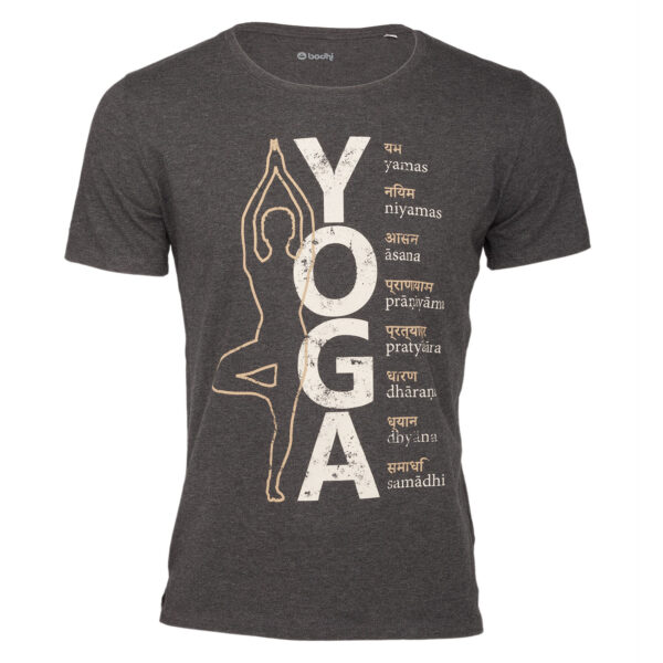 Bodhi Yoga férfi férfi póló jógához (antracit) Méret: S