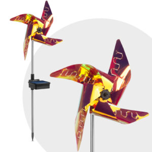 LED-es szolár szélforgó - színes LED, leszúrható - alu, műanyag - 75 x 23 x 23 cm