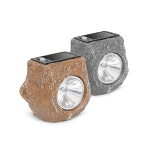 LED-es kültéri szolárlámpa - "szürke kő" - hidegfehér - 80 x 56 x 70 mm