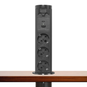 Motoros rejtett elosztó - "Touchcontrol" - 3-as + USB + Type-C - fekete