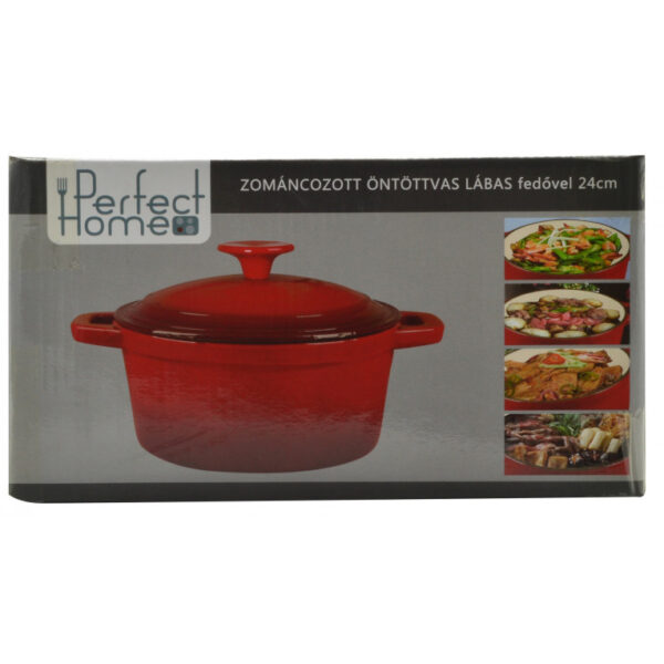 Zománcozott öntöttvas lábas 24cm- 4l- piros