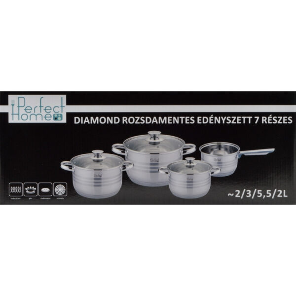 Diamond 7 részes rozsdamentes edénykészlet üvegfedővel