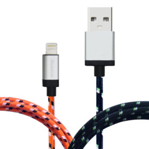 Színes textil bevonatú iPhone kábel, villogós