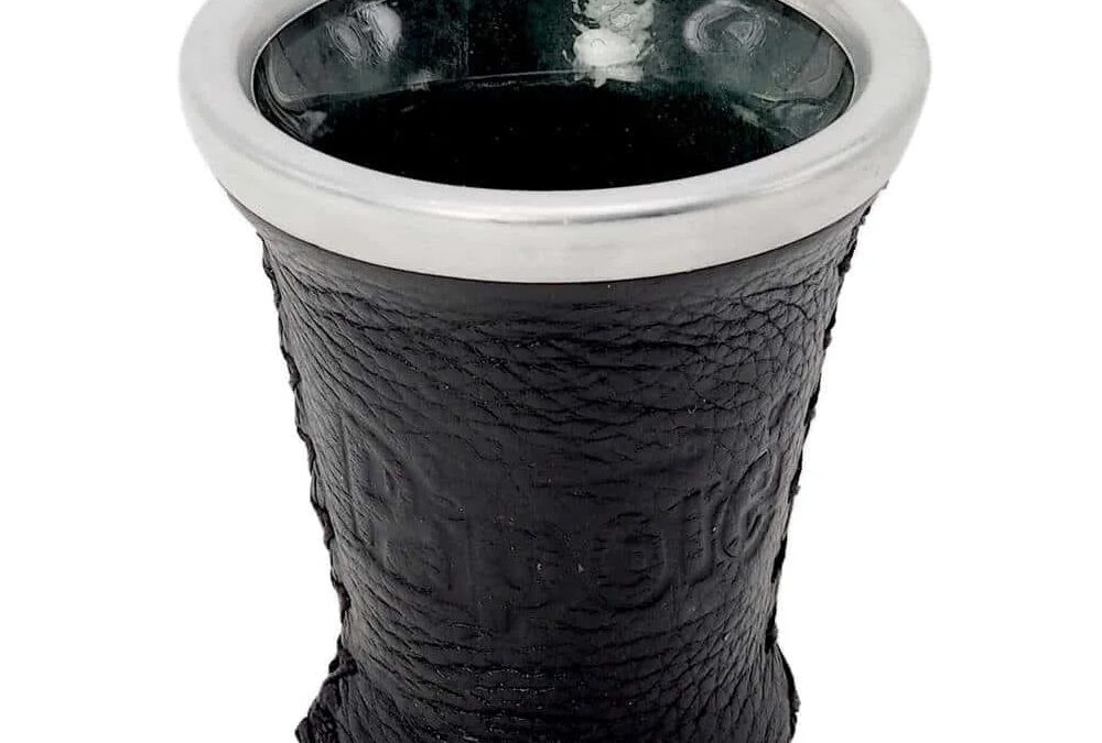 Pipore FEKETE Csésze, üveg + bőr Mate tök, Kalabaza, 150ml