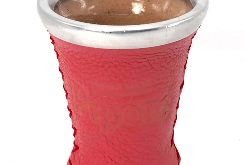 Pipore PIROS Csésze, üveg + bőr Mate tök, Kalabaza, 150ml