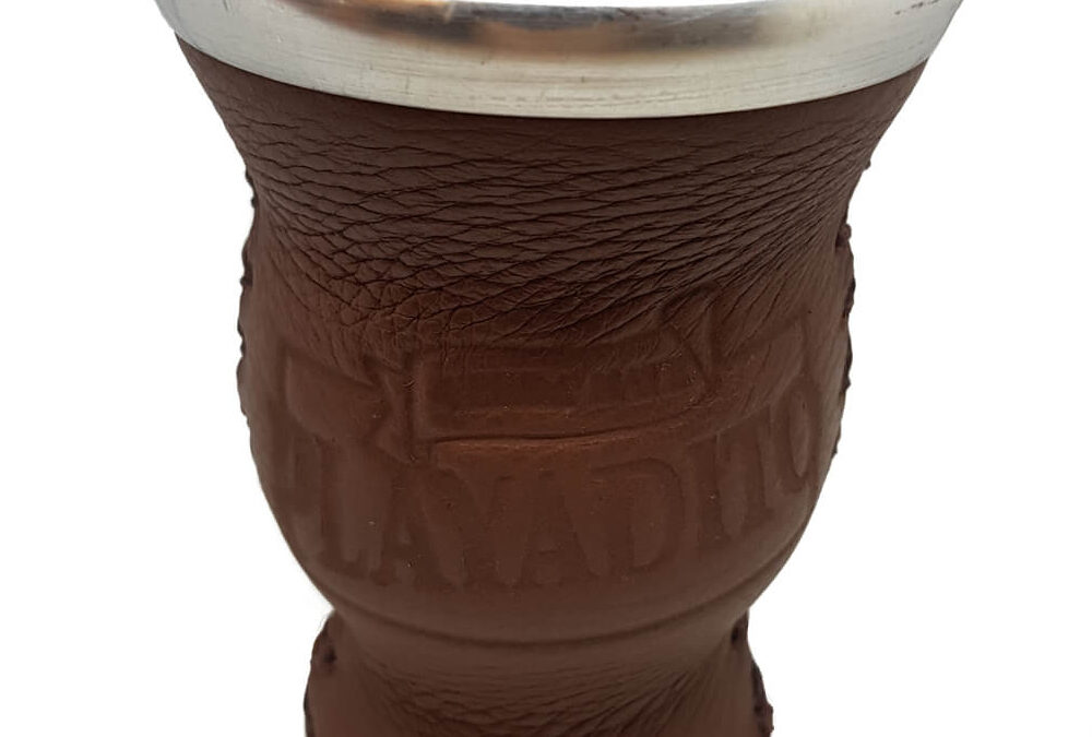 Playadito BARNA Csésze, üveg + bőr Mate tök, Kalabaza, 150ml