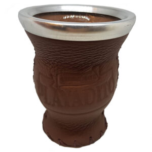 Playadito BARNA Csésze, üveg + bőr Mate tök, Kalabaza, 150ml