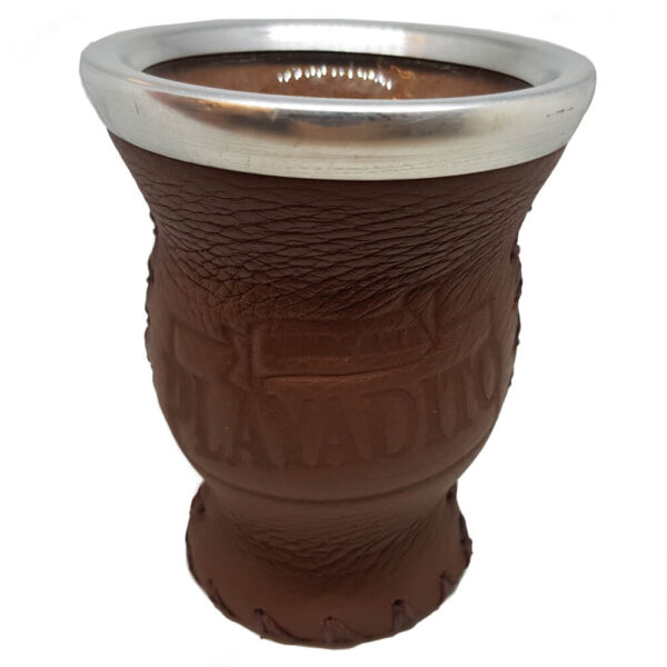 Playadito BARNA Csésze, üveg + bőr Mate tök, Kalabaza, 150ml