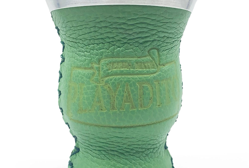 Playadito ZÖLD Csésze, üveg + bőr Mate tök, Kalabaza, 150ml