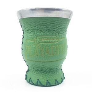 Playadito ZÖLD Csésze, üveg + bőr Mate tök, Kalabaza, 150ml