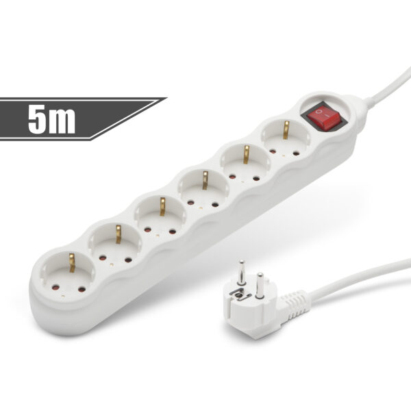 6-os elosztó kapcsolóval 250V - 10/16A 5 m