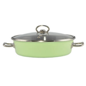 Zöld Elite Zománcozott szeletsütő lábas 24 cm + üvegfedő