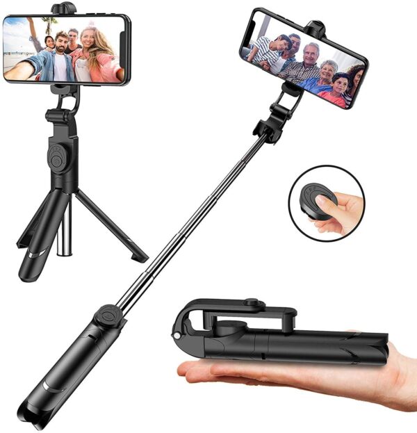 Teleszkópos selfie bot, tripod állvány funkcióval, exponáló gombbal