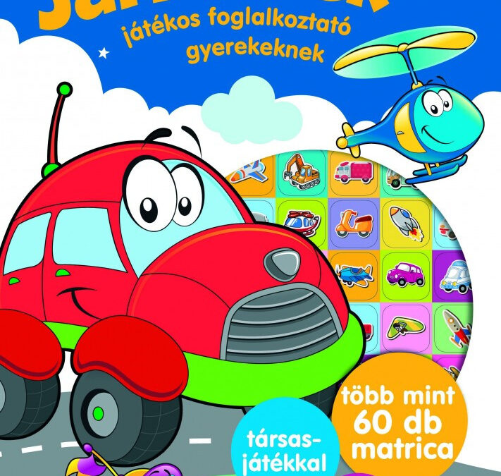 Járművek – Játékos foglalkoztató gyerekeknek – Több mint 60 db matrica – plusz társasjáték 4+