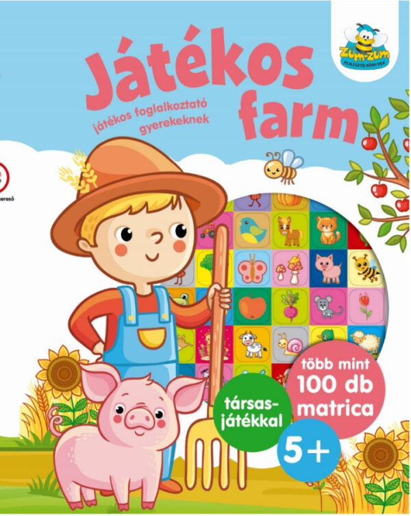 Játékos farm - Játékos foglalkoztató gyerekeknek , több mint 100 db matrica + társasjáték