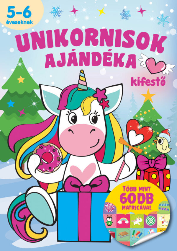 Unikornisok ajándéka - kifestő több mint 60 db matricával