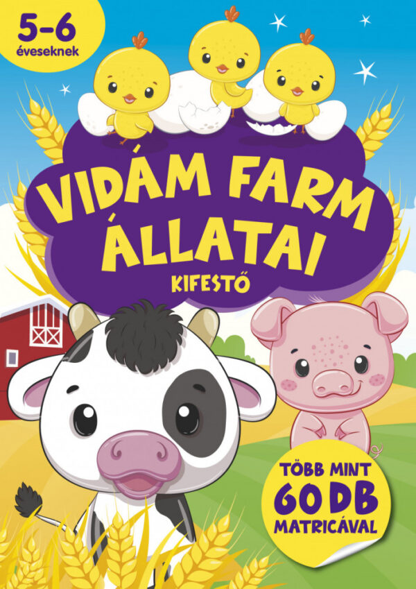 Vidám farm állatai kifestő - több mint 60 db matricával!