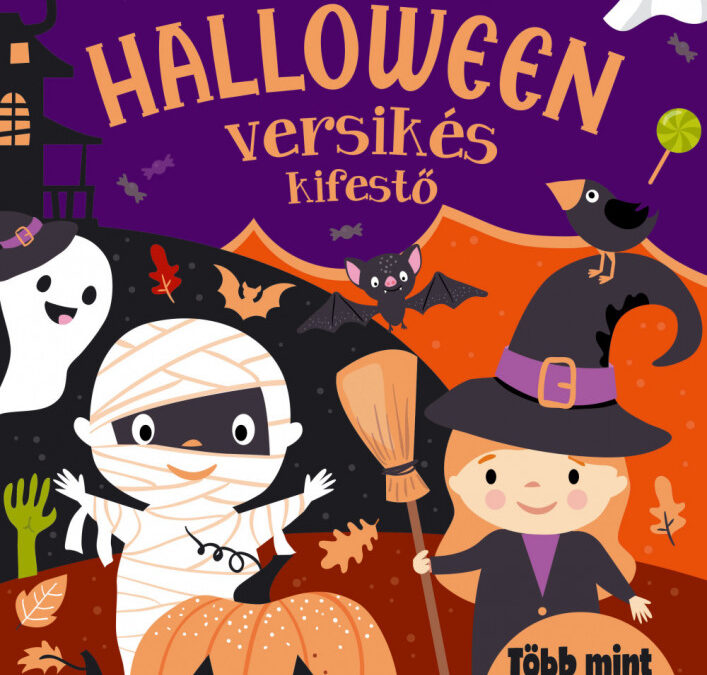 Vidám halloween versikés kifestő több mint 60 matricával