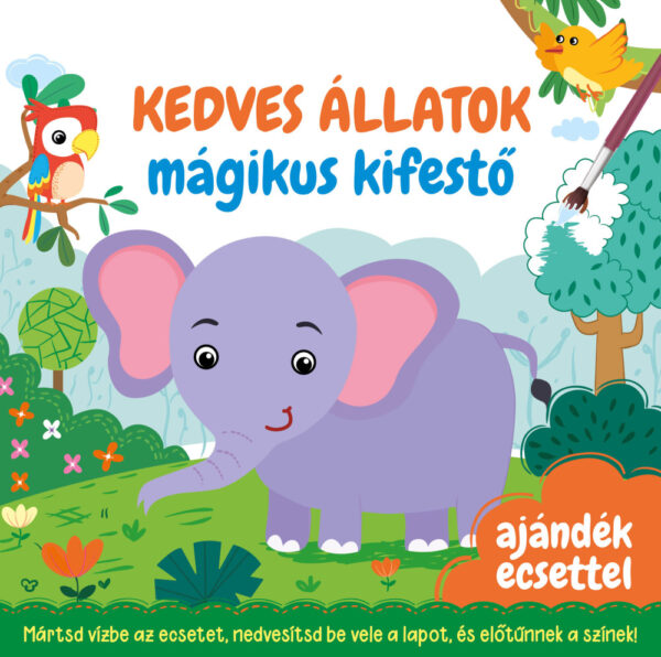 Kedves állatok - mágikus kifestő - ajándék ecsettel