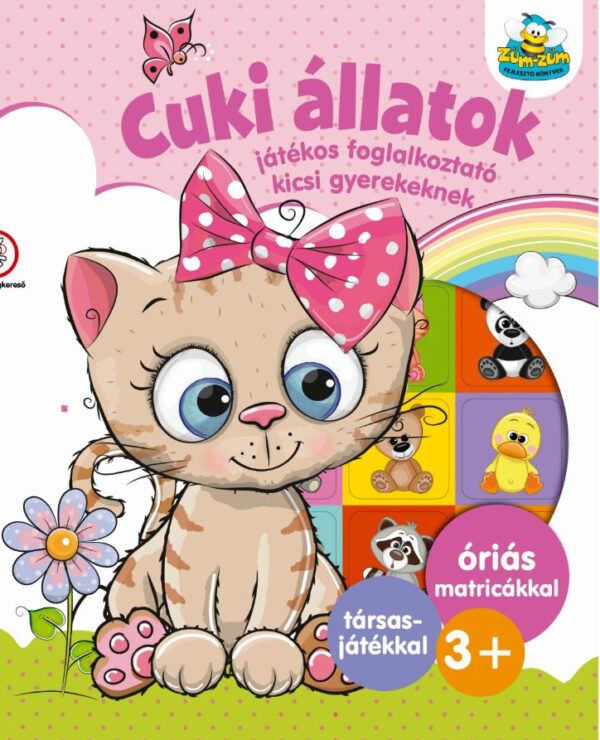 Cuki állatok - Játékos foglalkoztató kicsi gyerekeknek - Óriás matricákkal plusz társasjátékkal 3+