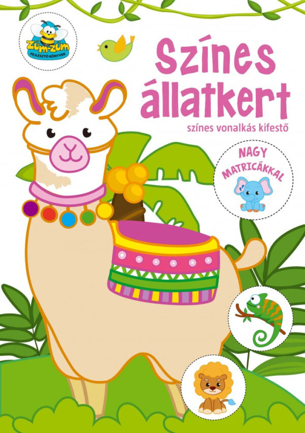 Színes állatkert - színes vonalkás kifestő nagy matricákkal