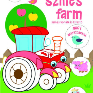 Színes farm - színes vonalkás kifestő nagy matricákkal