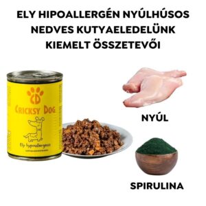 Ely Hipoallergén nyulas nedves kutyaeledel (búza-glutén és csirkehús mentes recept) – 410 g - 6-os pack