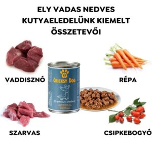 Ely nedves kutyaeledel vaddisznóval, szarvassal és répával – 415 g - 12-es pack