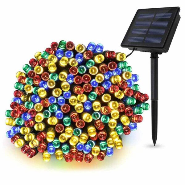 100 LED-es napelemes kerti fényfüzér-10 méteres-színes