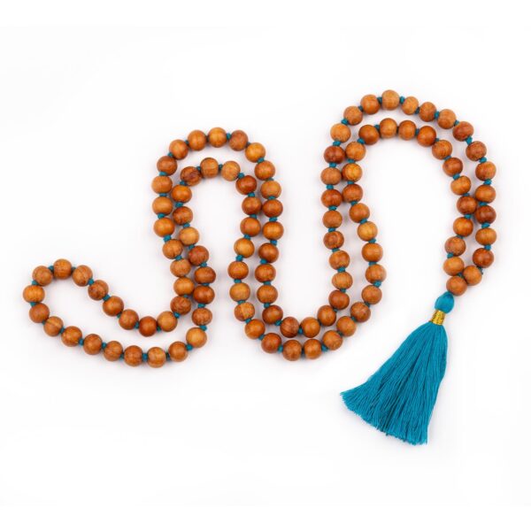 Bodhi Yoga Bodhi Mala nyaklánc szantálfa illattal és színes bojttal 108 gyönggyel Szín: Türkiz