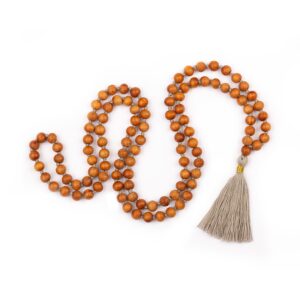 Bodhi Yoga Bodhi Mala nyaklánc szantálfa illattal és színes bojttal 108 gyönggyel Szín: szürke