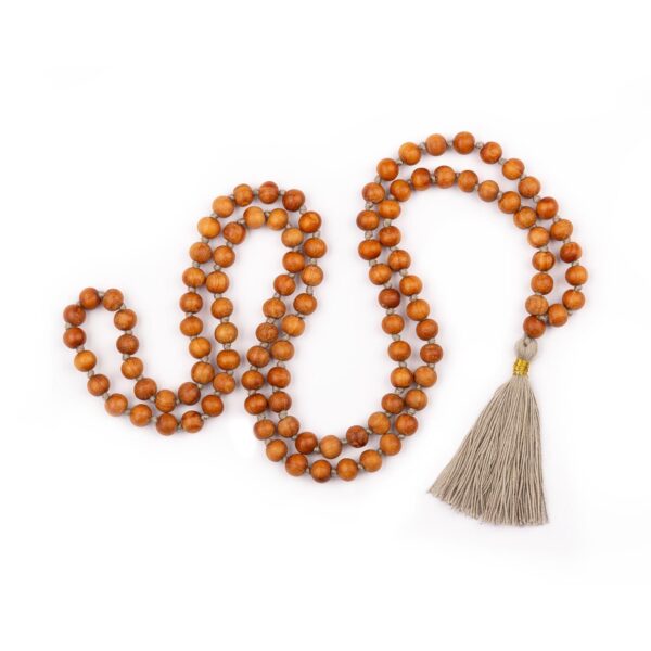 Bodhi Yoga Bodhi Mala nyaklánc szantálfa illattal és színes bojttal 108 gyönggyel Szín: szürke