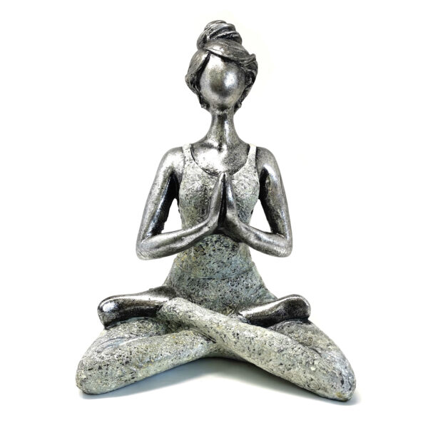 Ancient wisdom AWG Yoga Lady Manneken szobor, Namasté, ezüst - fehér 24 cm