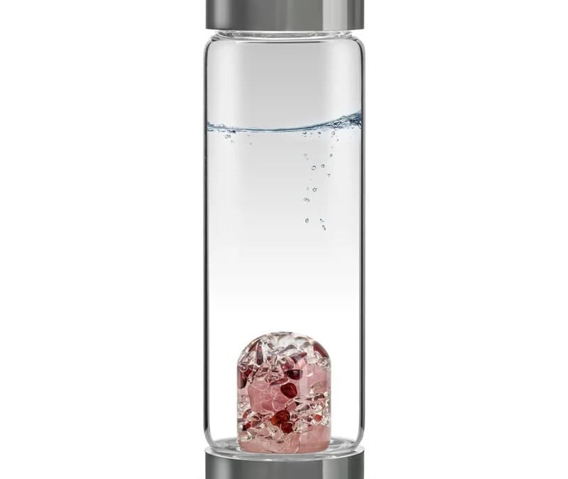 Phoenix Import Vita Juwel Via Gem Watter Bottle üvegpalack féldrágakővel 500 ml Típus: Love Rózsakvarc