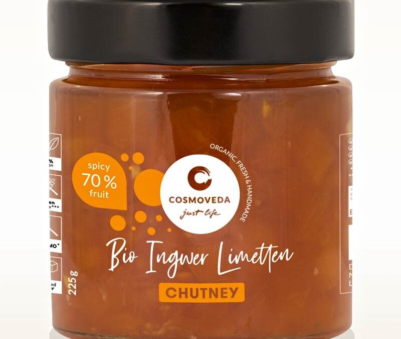 Cosmoveda Ginger-Lime Chutney gyömbérrel és lime-val 225 g, BIO