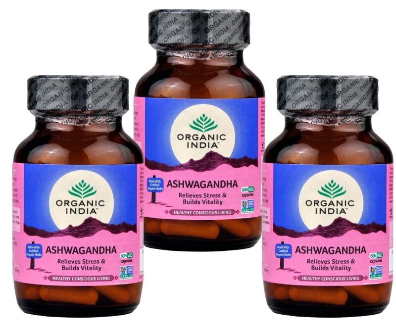 Organic India Ashwagandha kapszula energia, vitalitás, szex készlet 3 x 60 db